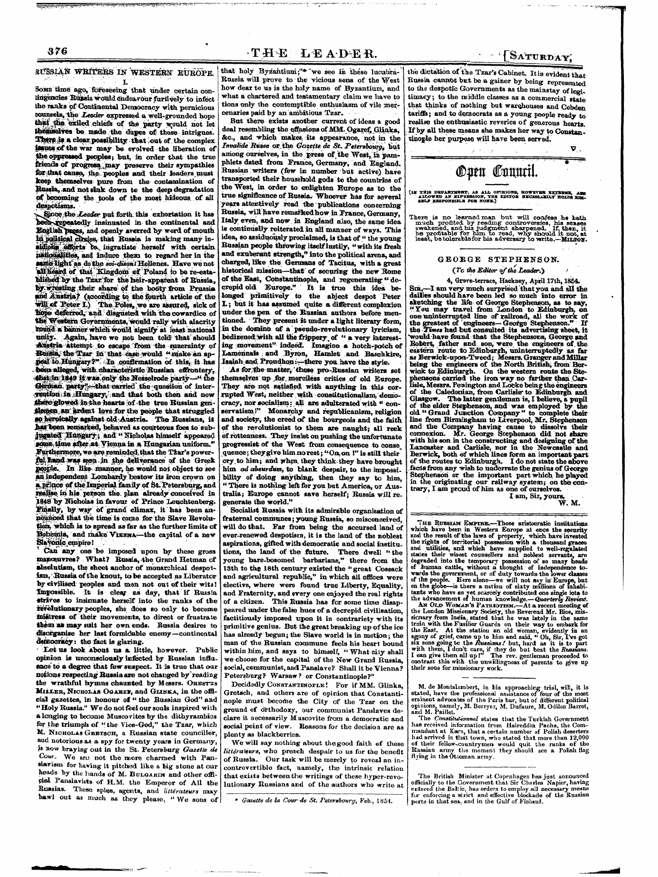 Leader (1850-1860): jS F Y, 1st edition - Untitled Article