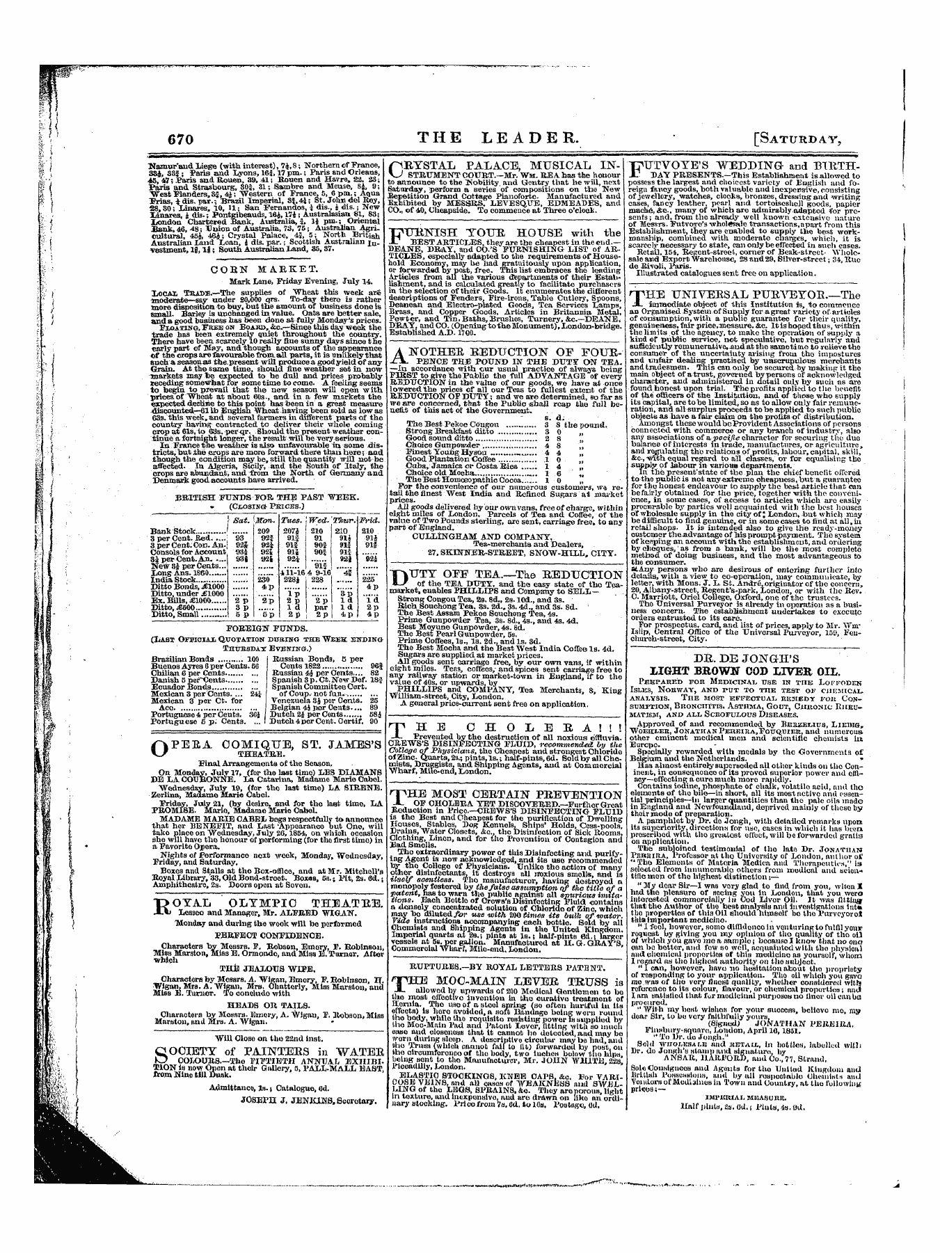 Leader (1850-1860): jS F Y, 1st edition - Opeea Oomique, St. James's Theatre ,