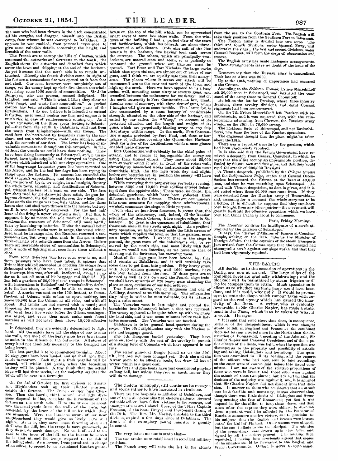 Leader (1850-1860): jS F Y, Town edition - Untitled Article