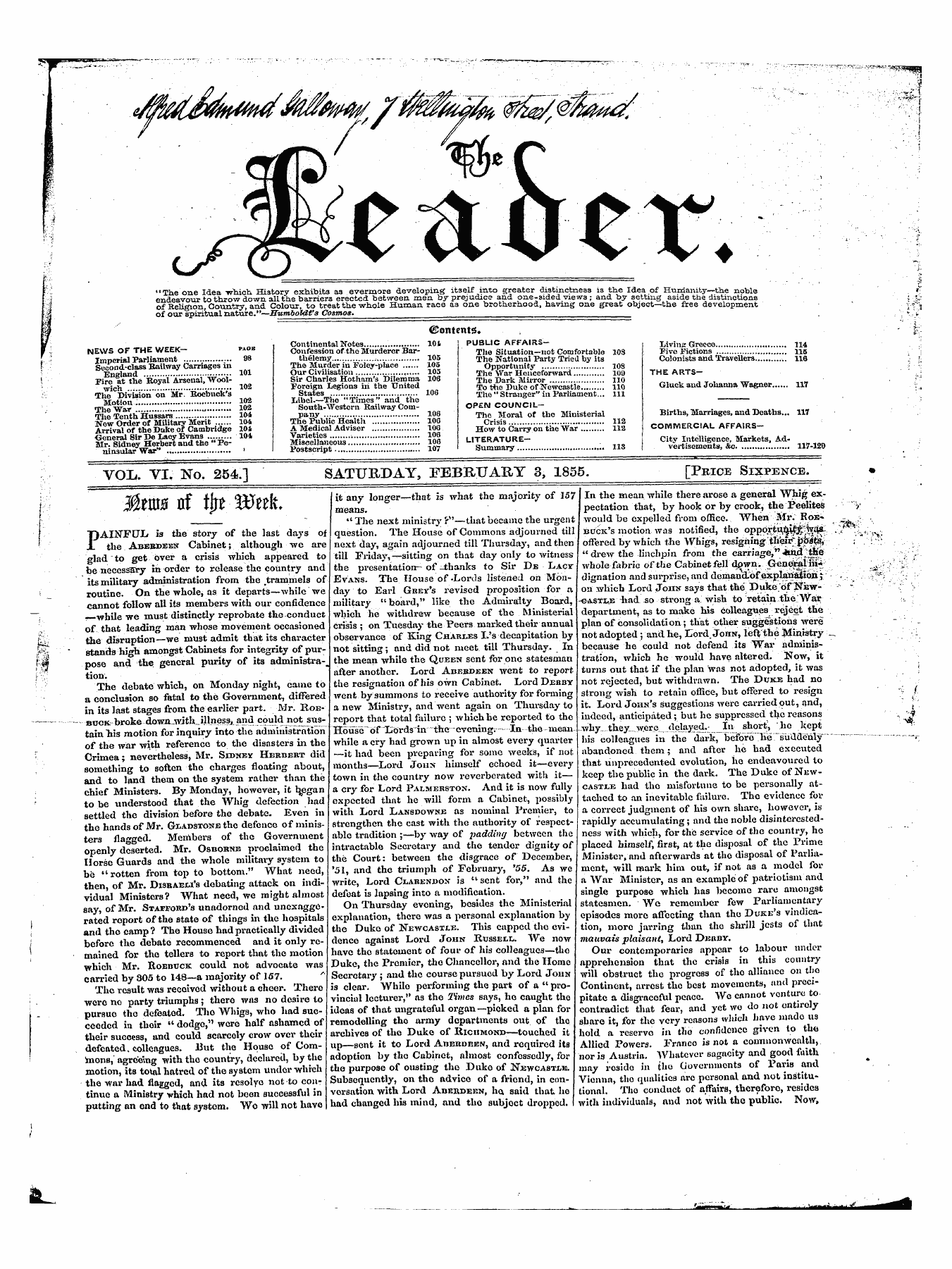 Leader (1850-1860): jS F Y, 1st edition: 1