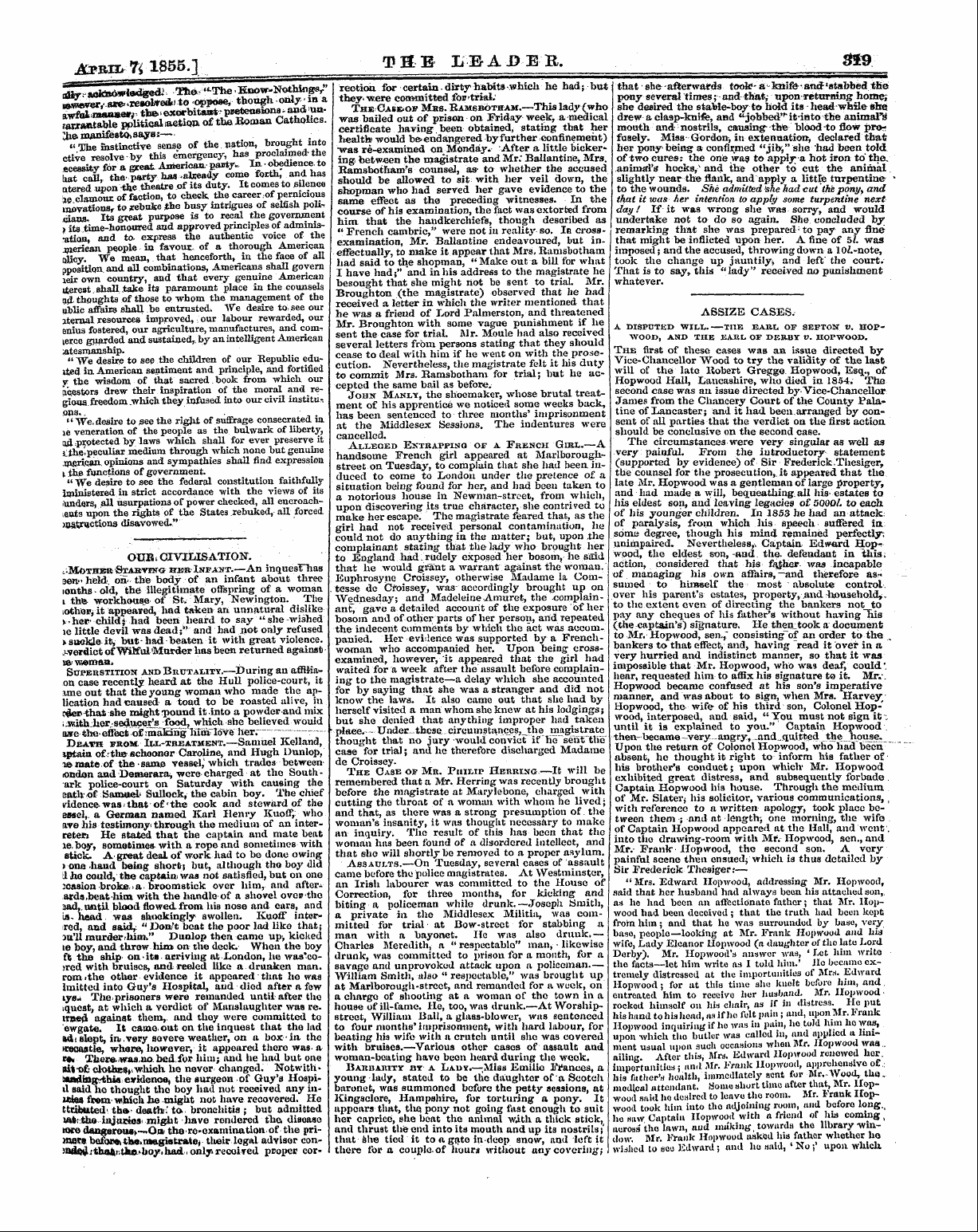 Leader (1850-1860): jS F Y, 1st edition: 7