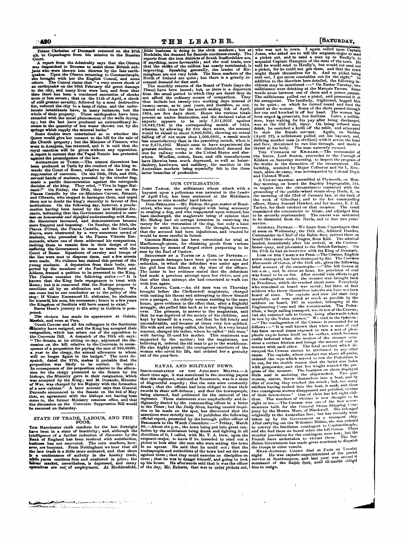 Leader (1850-1860): jS F Y, 1st edition - Untitled Article