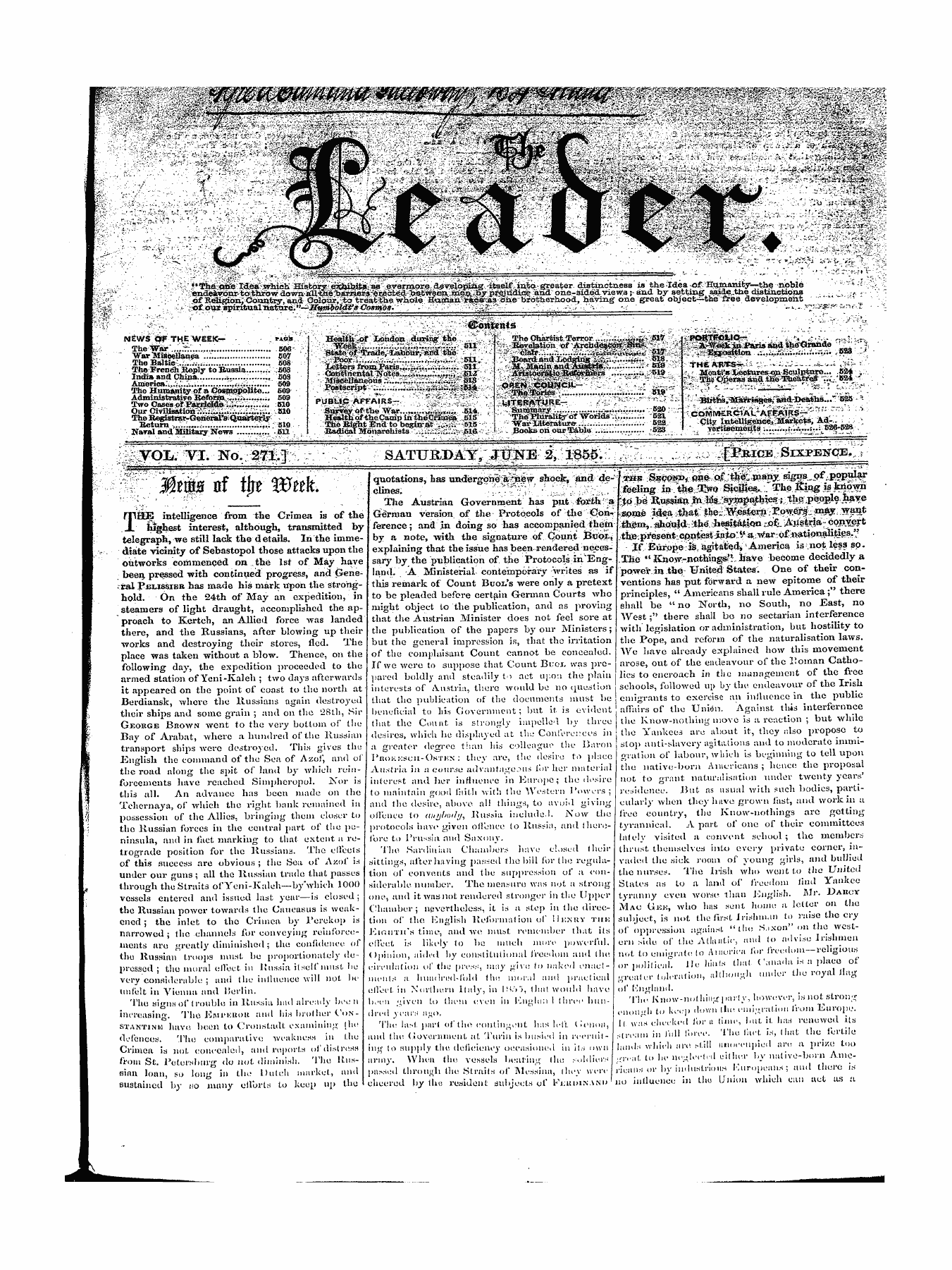 Leader (1850-1860): jS F Y, 1st edition - Untitled Article