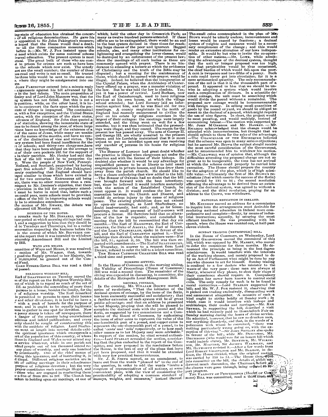 Leader (1850-1860): jS F Y, 1st edition - Untitled Article