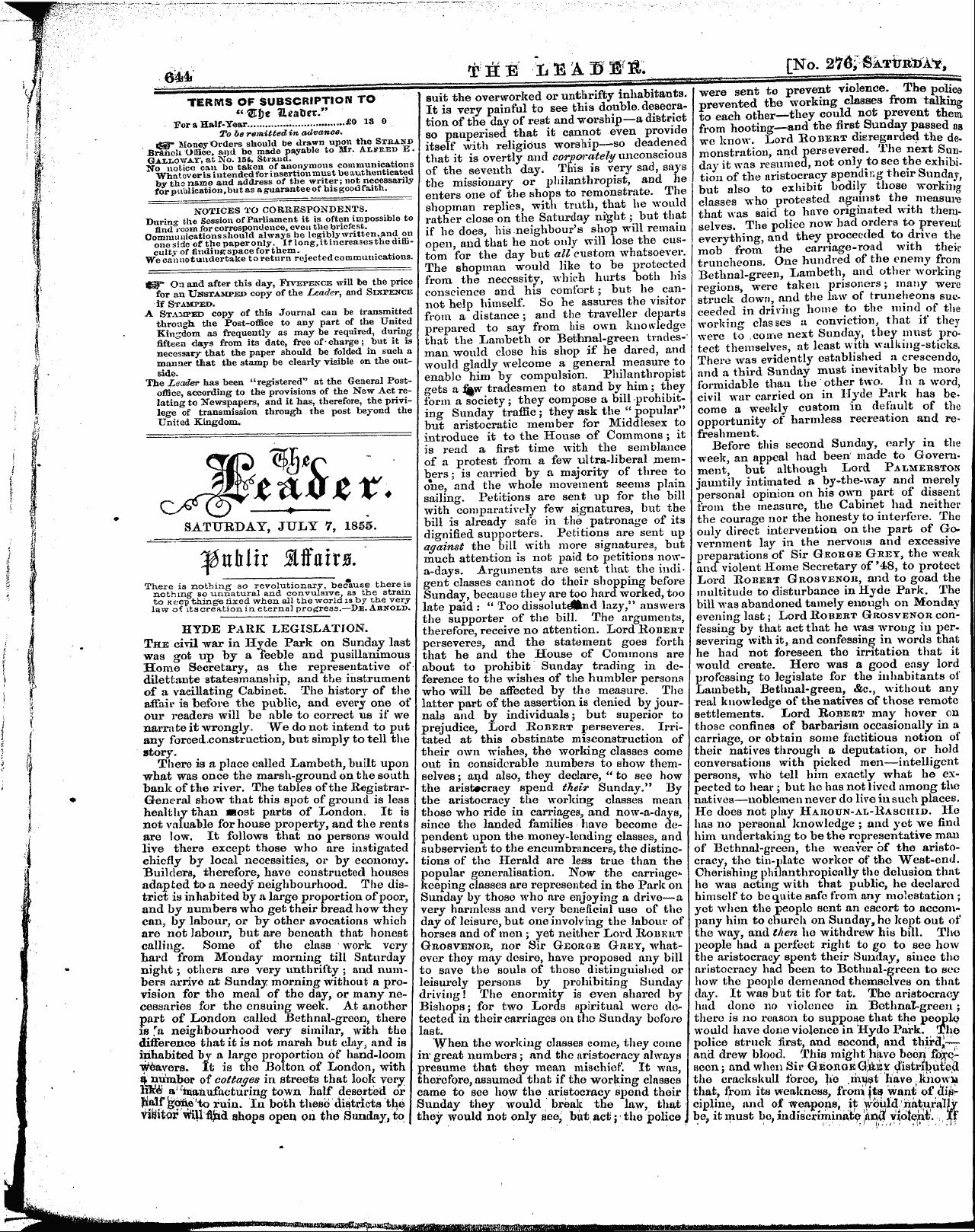 Leader (1850-1860): jS F Y, 1st edition - Untitled Article