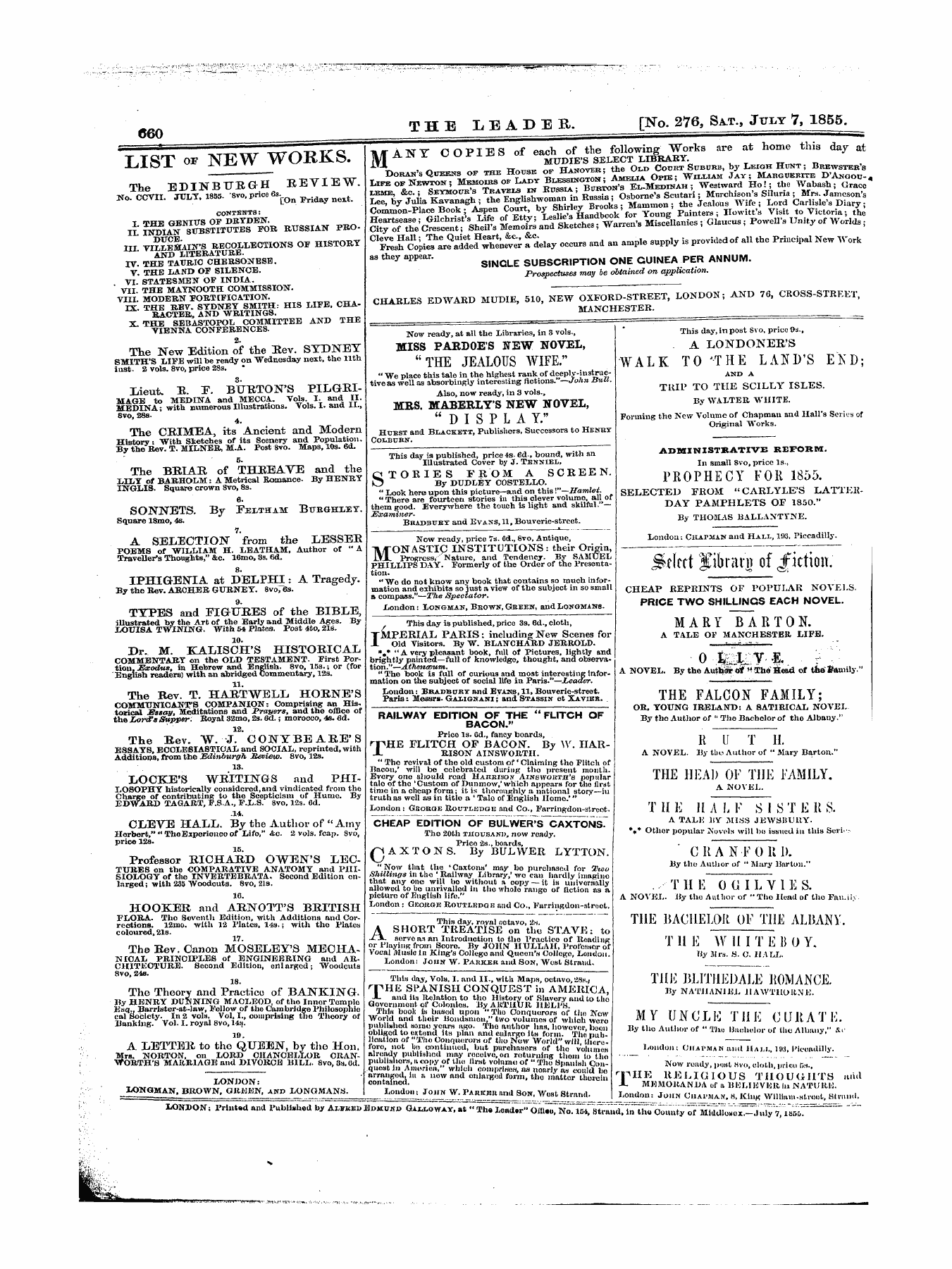 Leader (1850-1860): jS F Y, 1st edition: 24