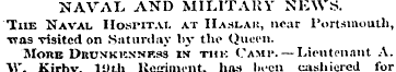 NAVAL AND MILITARY NEWS. Iiie Naval Hosp...
