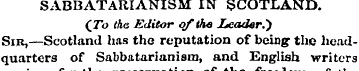 SABBATARIANISM IN SCOTLAND. (7b the Edit...