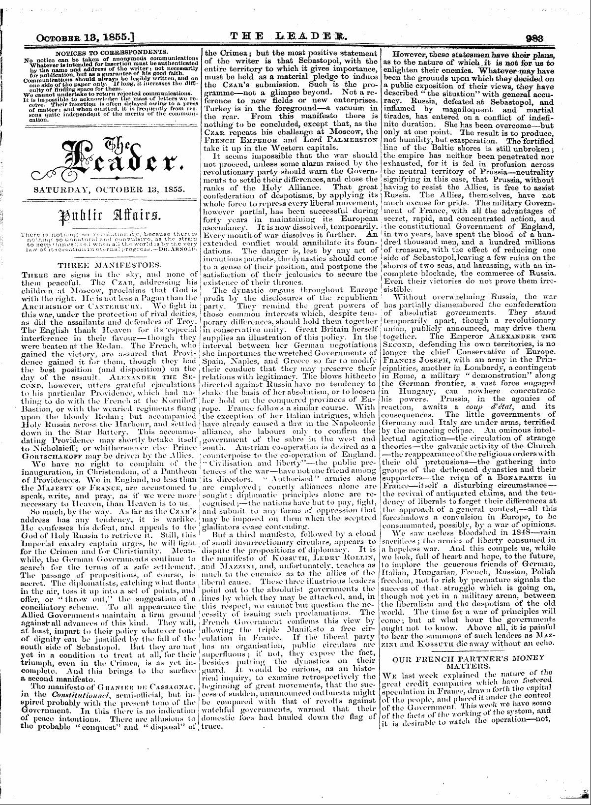 Leader (1850-1860): jS F Y, 1st edition - . , __ ^Lthlir 5hfllir' I ^&Lt;Juumt Xujuiiai.