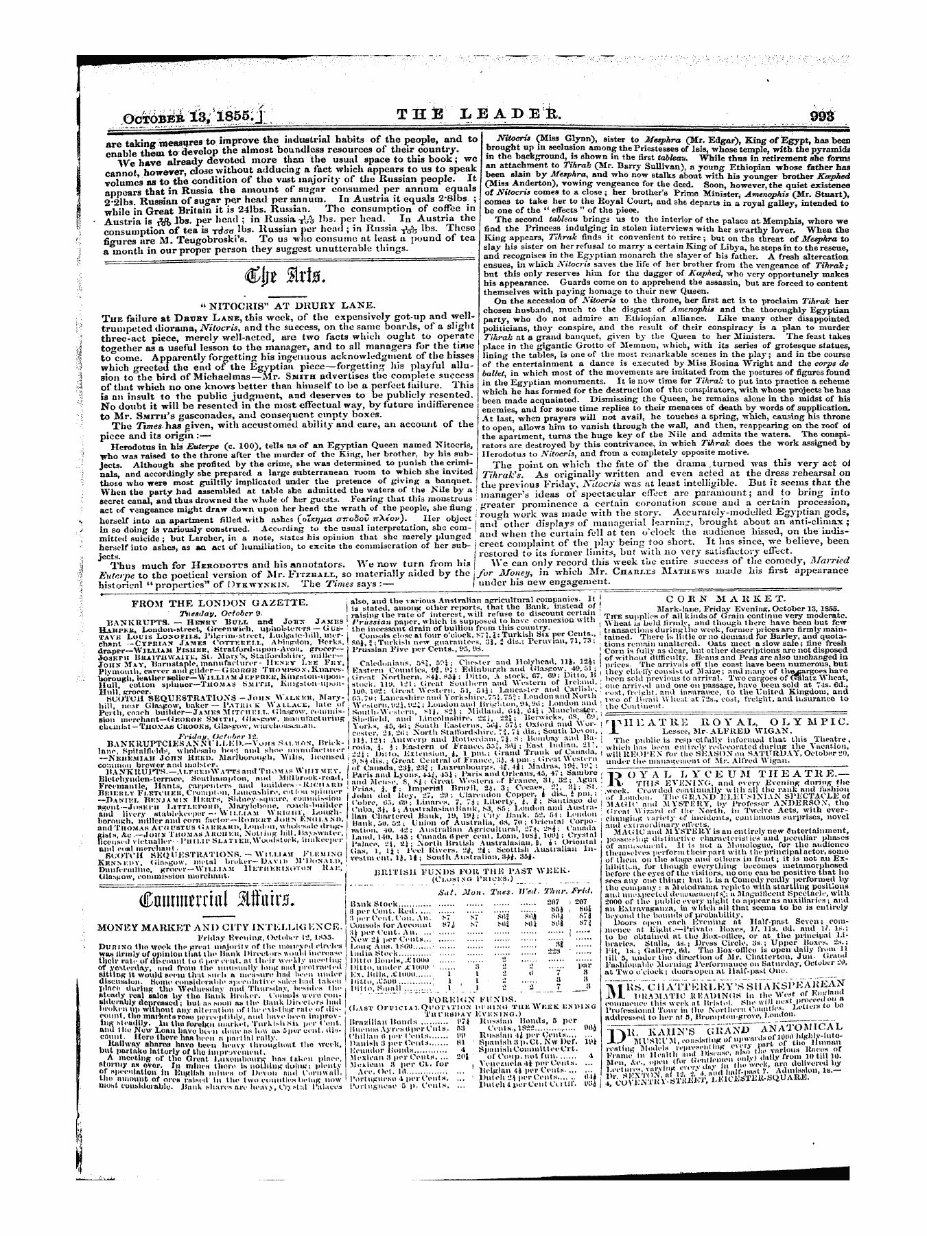 Leader (1850-1860): jS F Y, 1st edition - I^Imieatre Royal, Olympic. I Jl Lessee, Mr. Alfred Wig An.