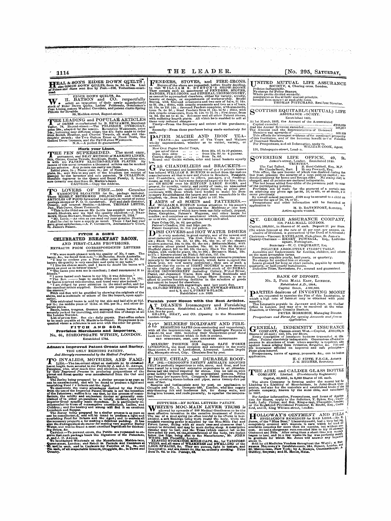 Leader (1850-1860): jS F Y, 1st edition - Untitled Ad