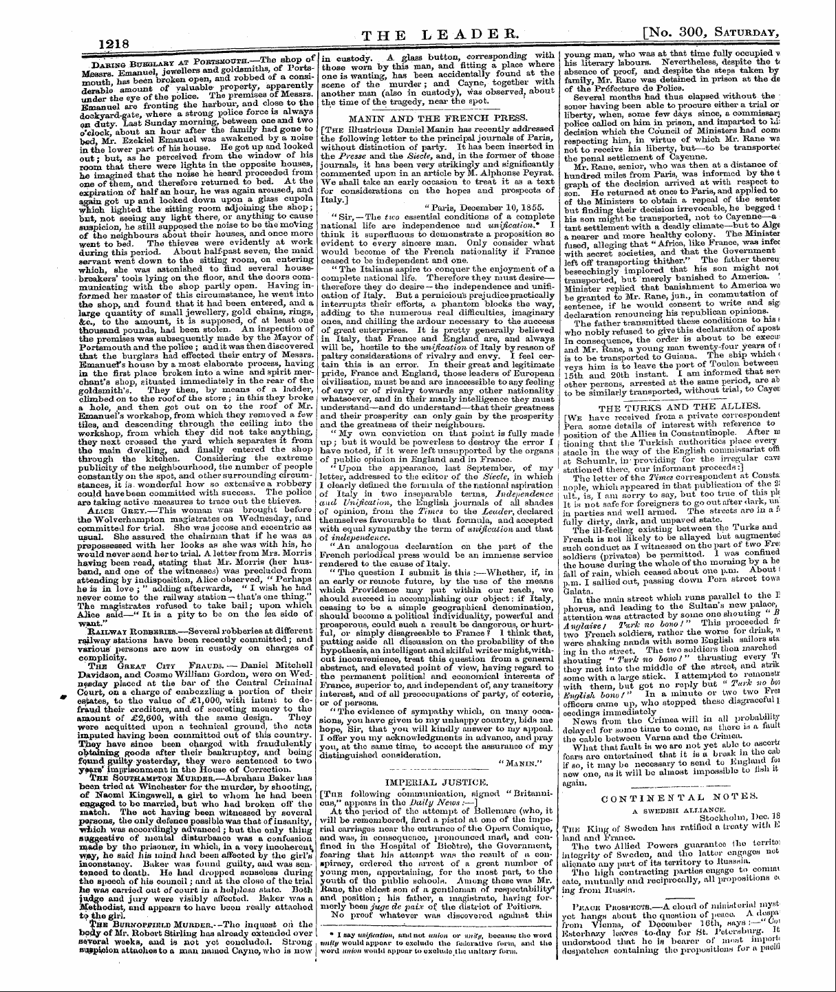 Leader (1850-1860): jS F Y, 1st edition - Untitled Article