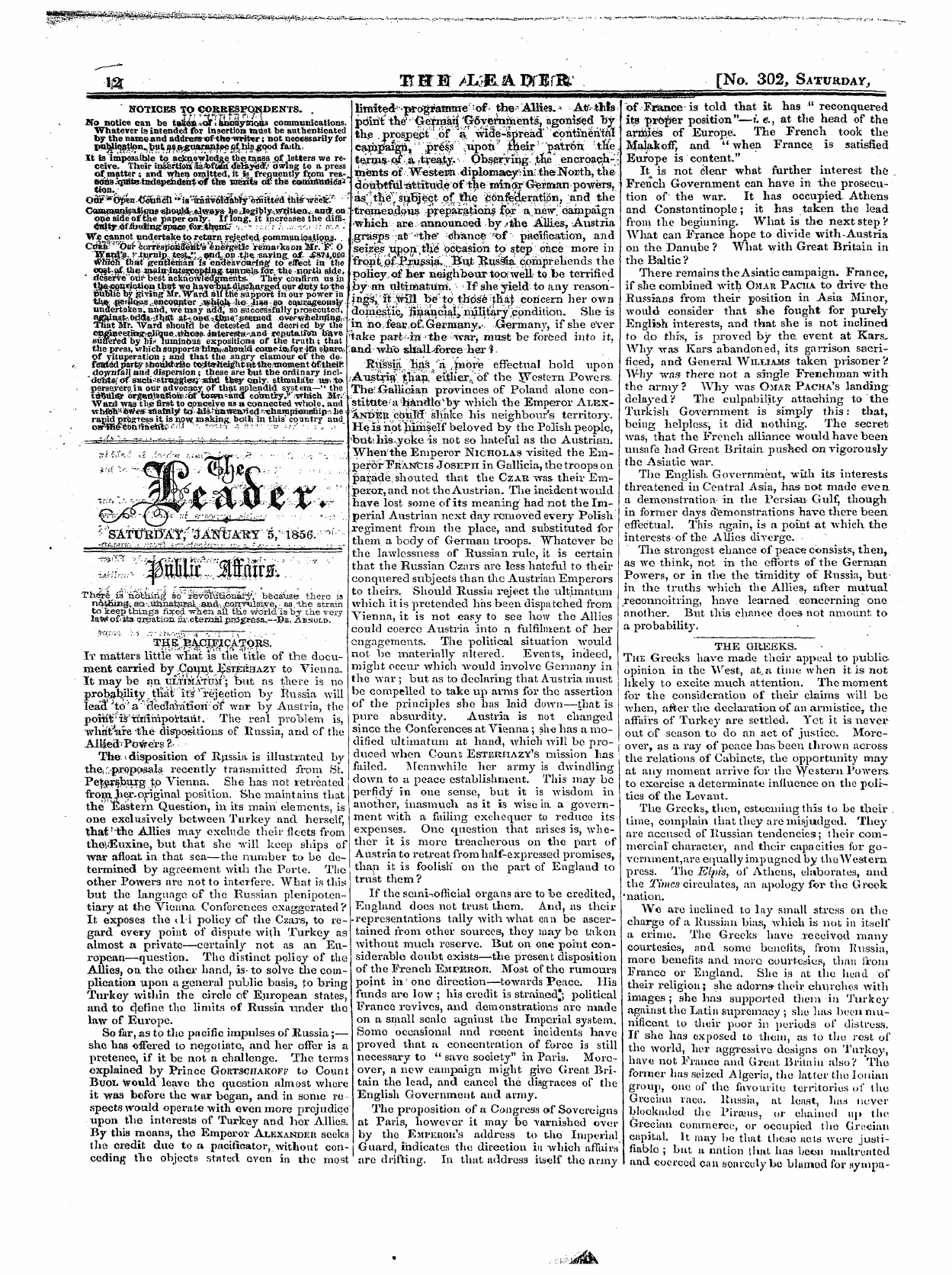 Leader (1850-1860): jS F Y, 1st edition - Untitled Article