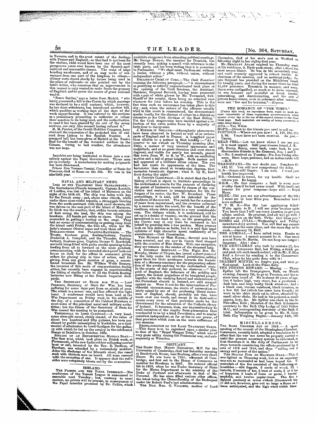 Leader (1850-1860): jS F Y, 1st edition - Untitled Article