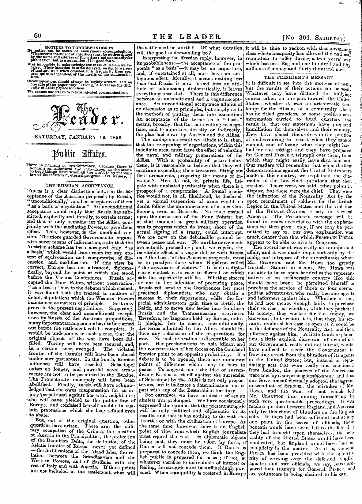 Leader (1850-1860): jS F Y, 1st edition - Untitled Article