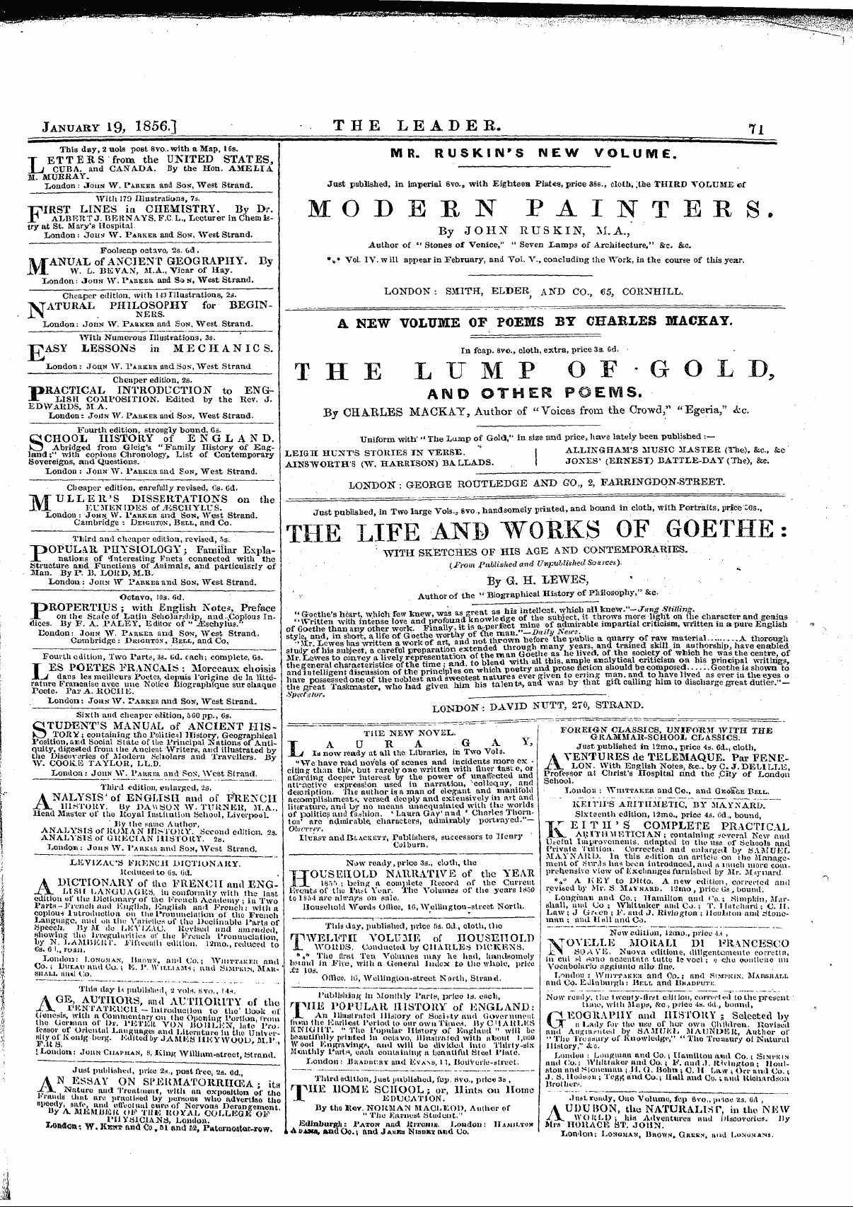 Leader (1850-1860): jS F Y, 1st edition - Untitled Ad