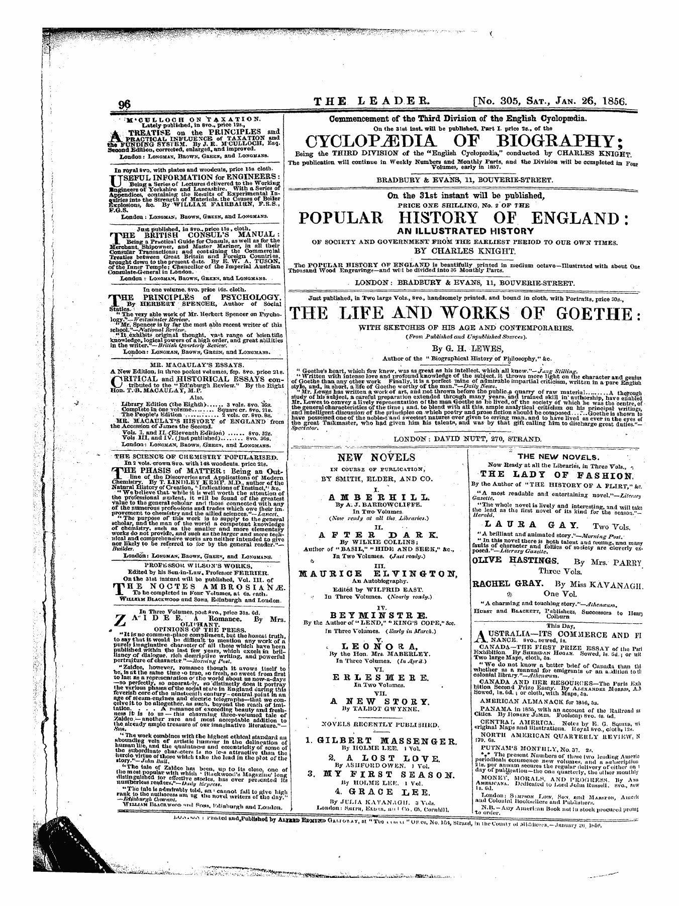 Leader (1850-1860): jS F Y, 1st edition - Untitled Ad