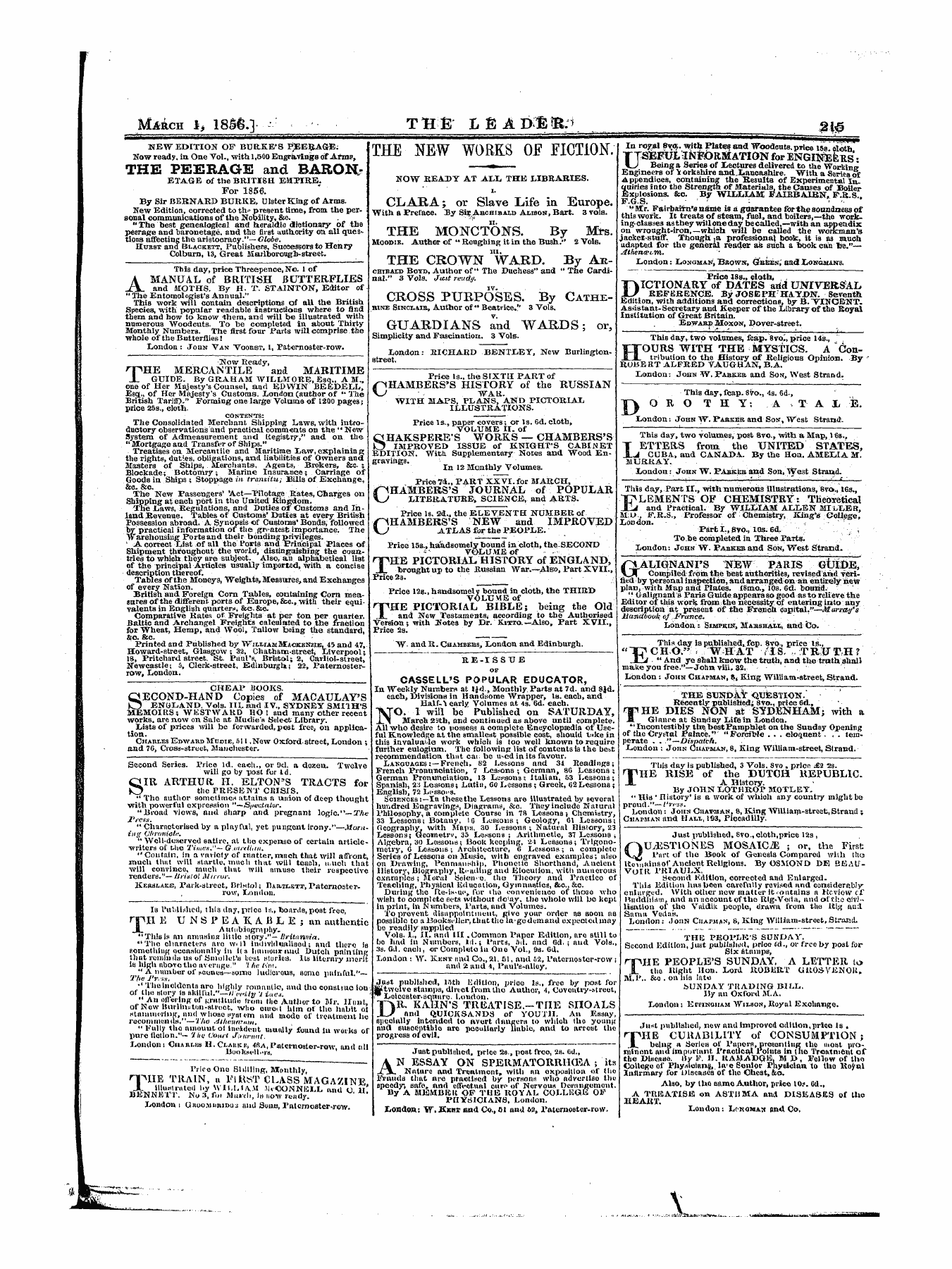 Leader (1850-1860): jS F Y, 1st edition - Untitled Article