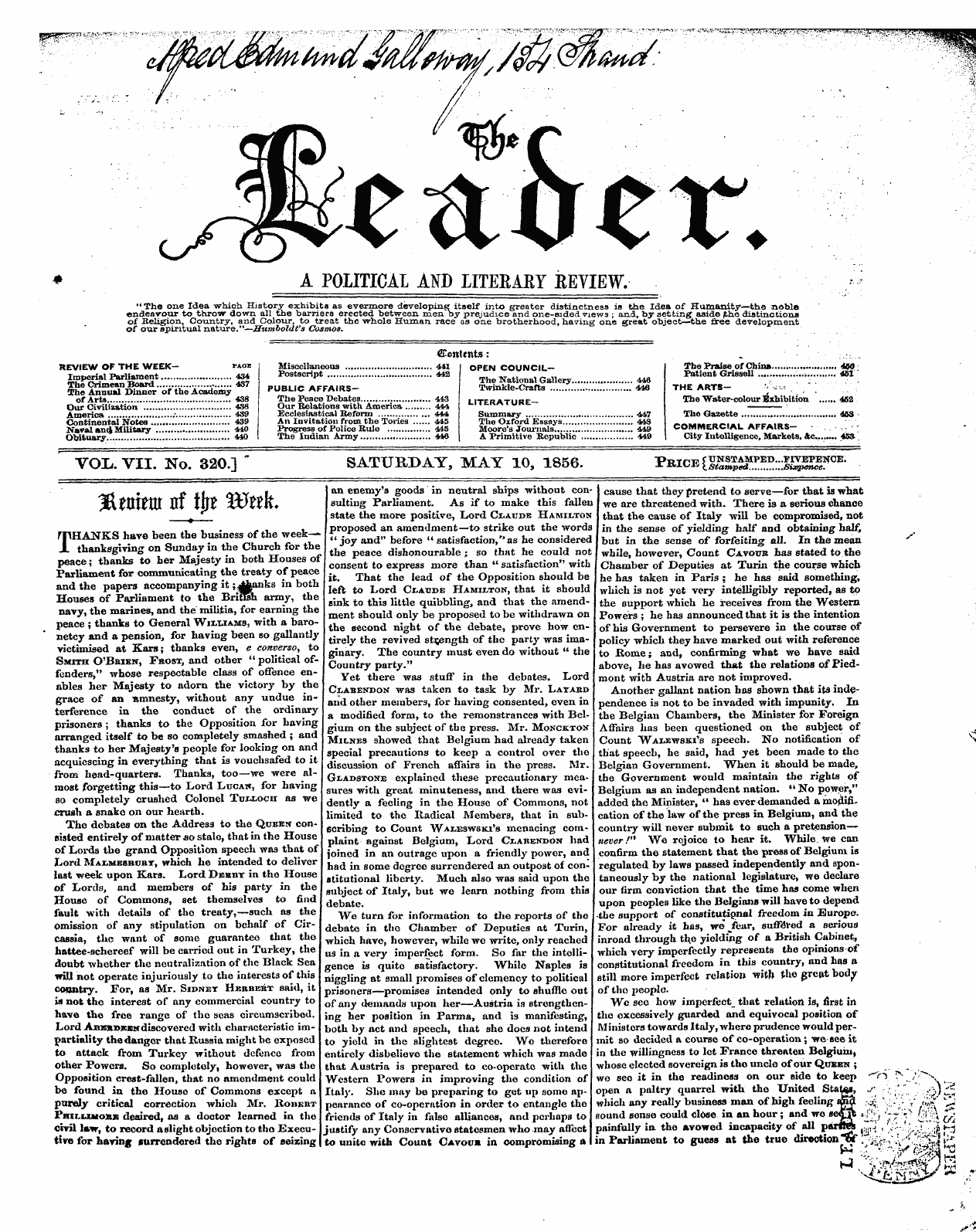 Leader (1850-1860): jS F Y, 1st edition - Untitled Picture