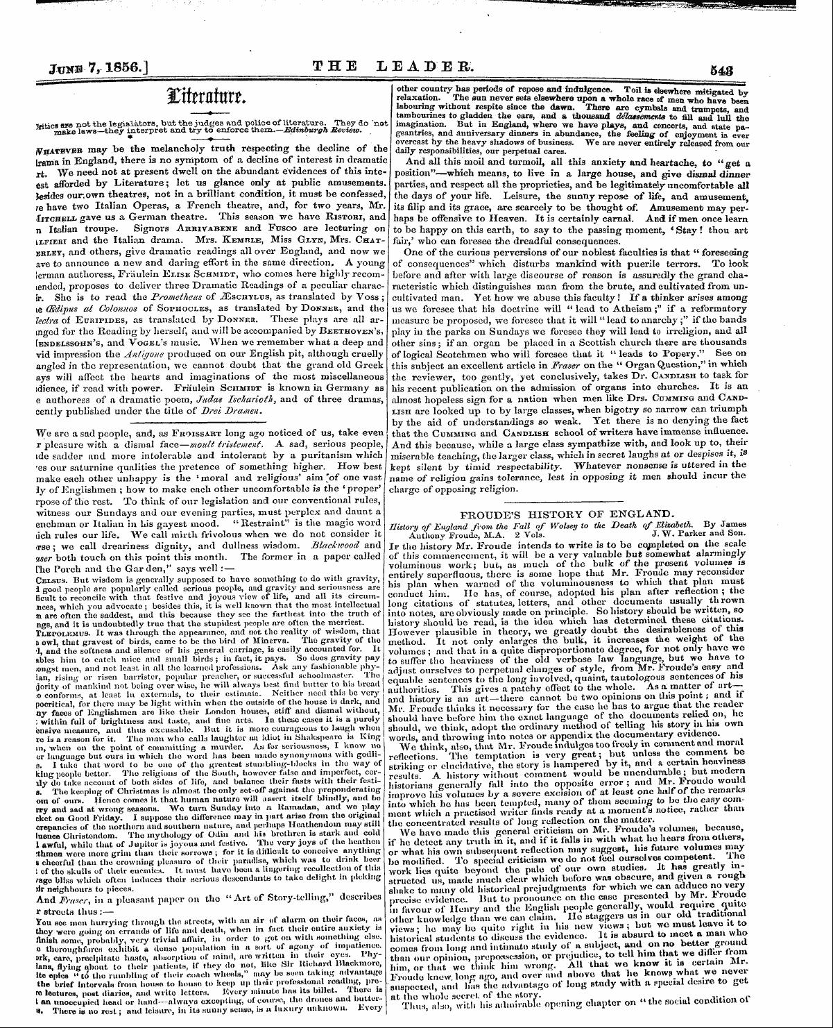 Leader (1850-1860): jS F Y, 1st edition - It-Hwrifm 4 * %,Uuuluxk*