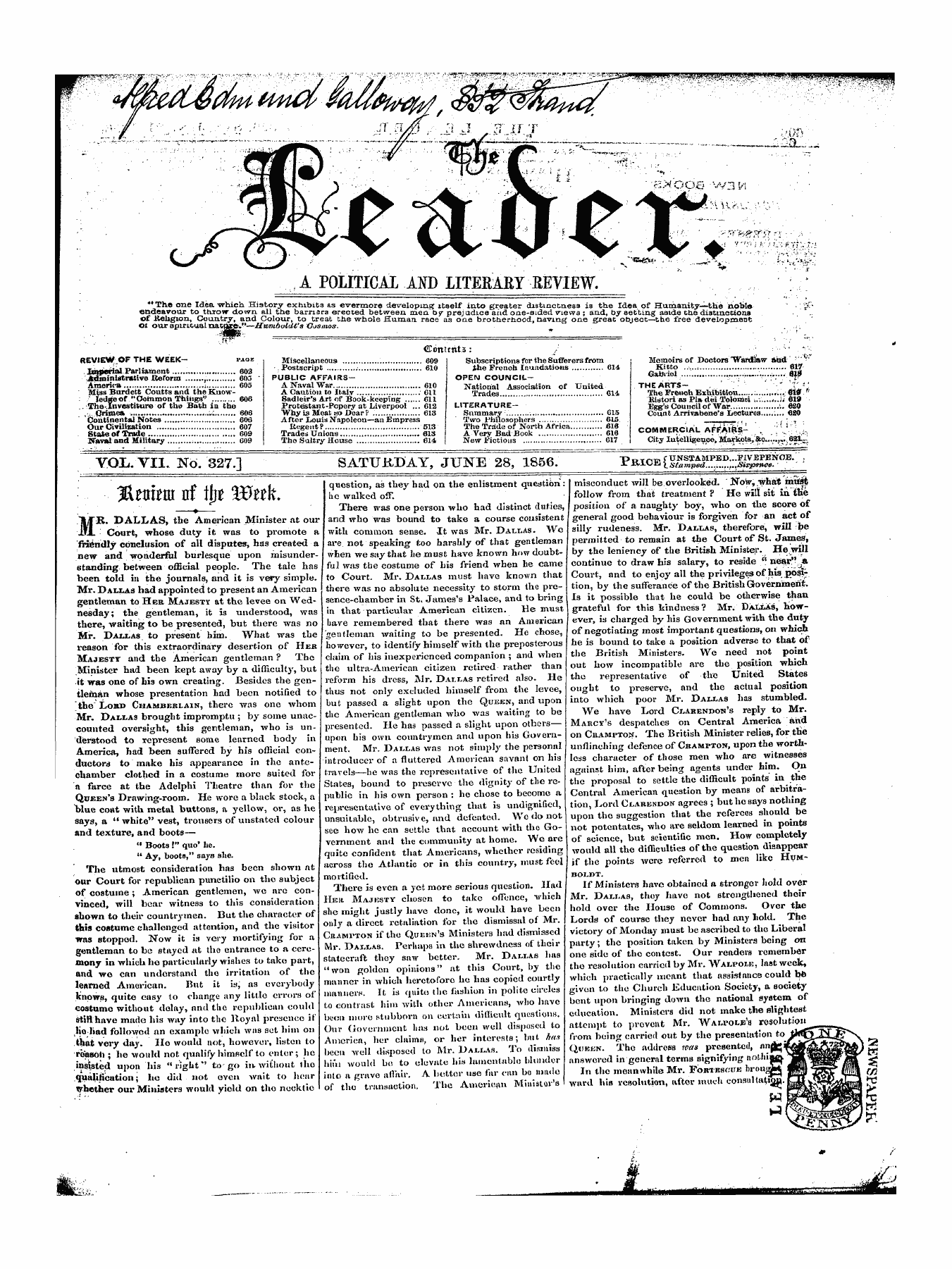 Leader (1850-1860): jS F Y, 1st edition - Untitled Picture