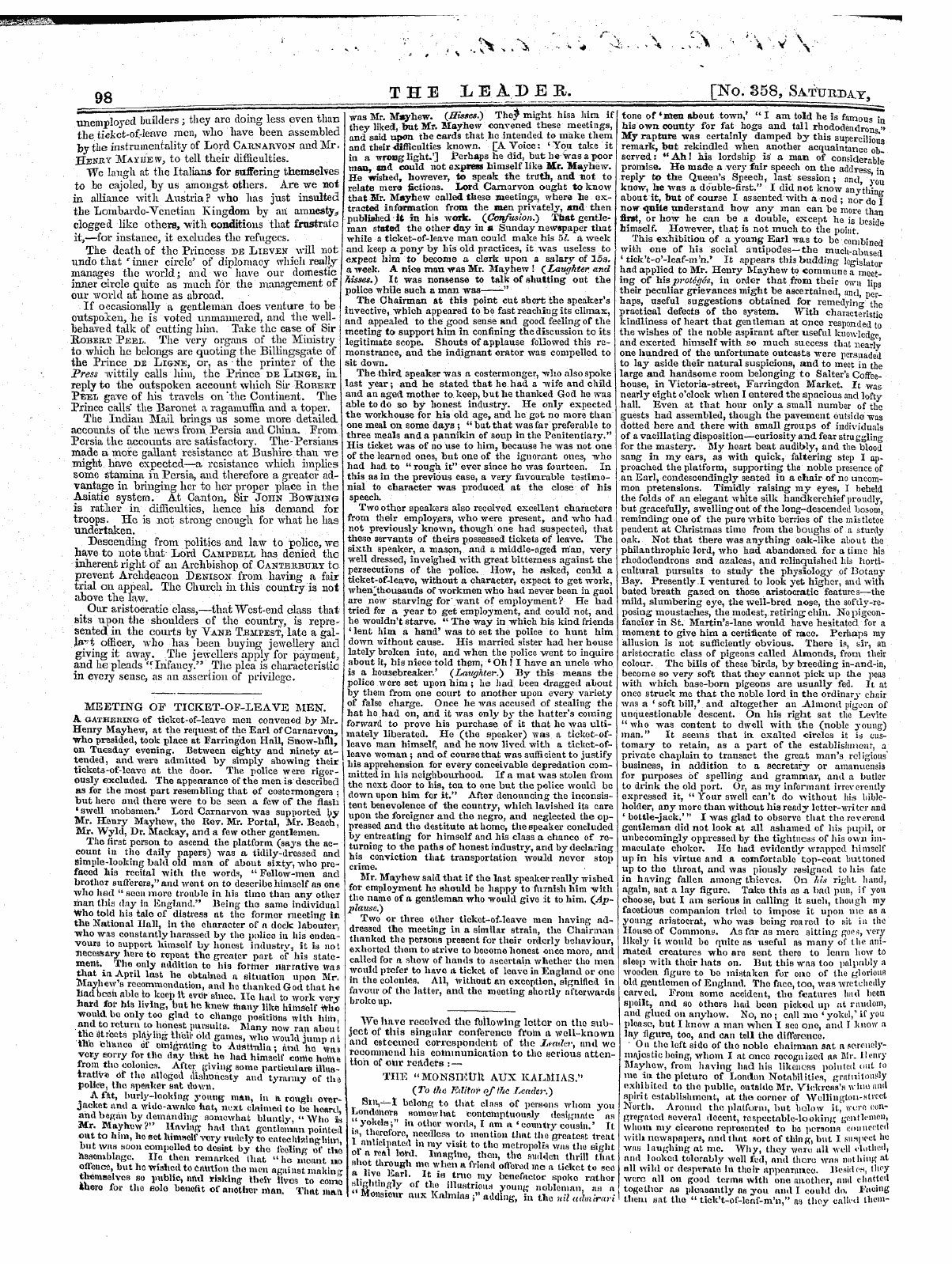 Leader (1850-1860): jS F Y, 1st edition - Untitled Article