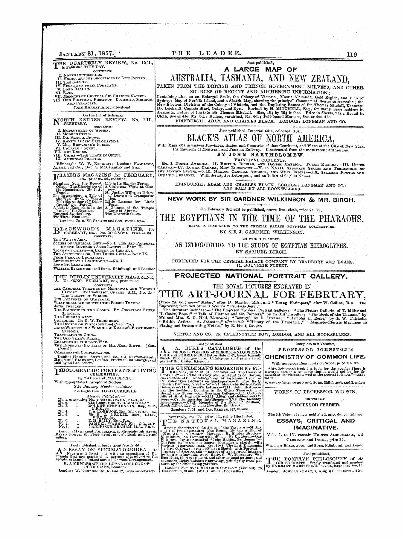 Leader (1850-1860): jS F Y, 1st edition - Untitled Ad