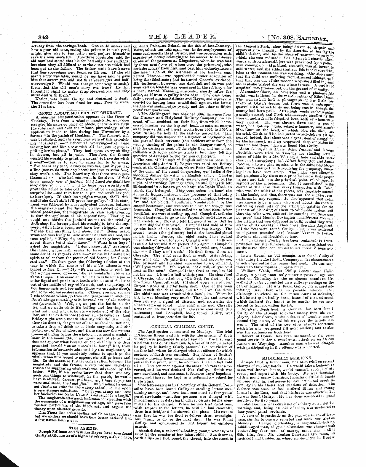 Leader (1850-1860): jS F Y, 1st edition - Untitled Article