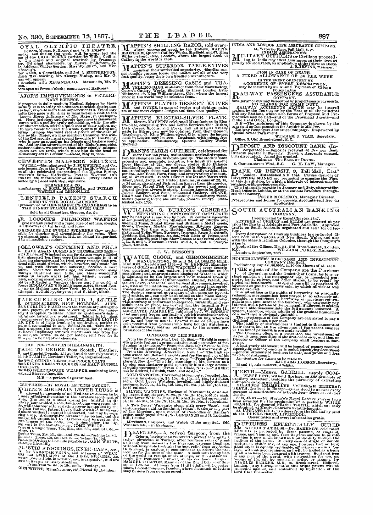 Leader (1850-1860): jS F Y, 1st edition - Untitled Ad