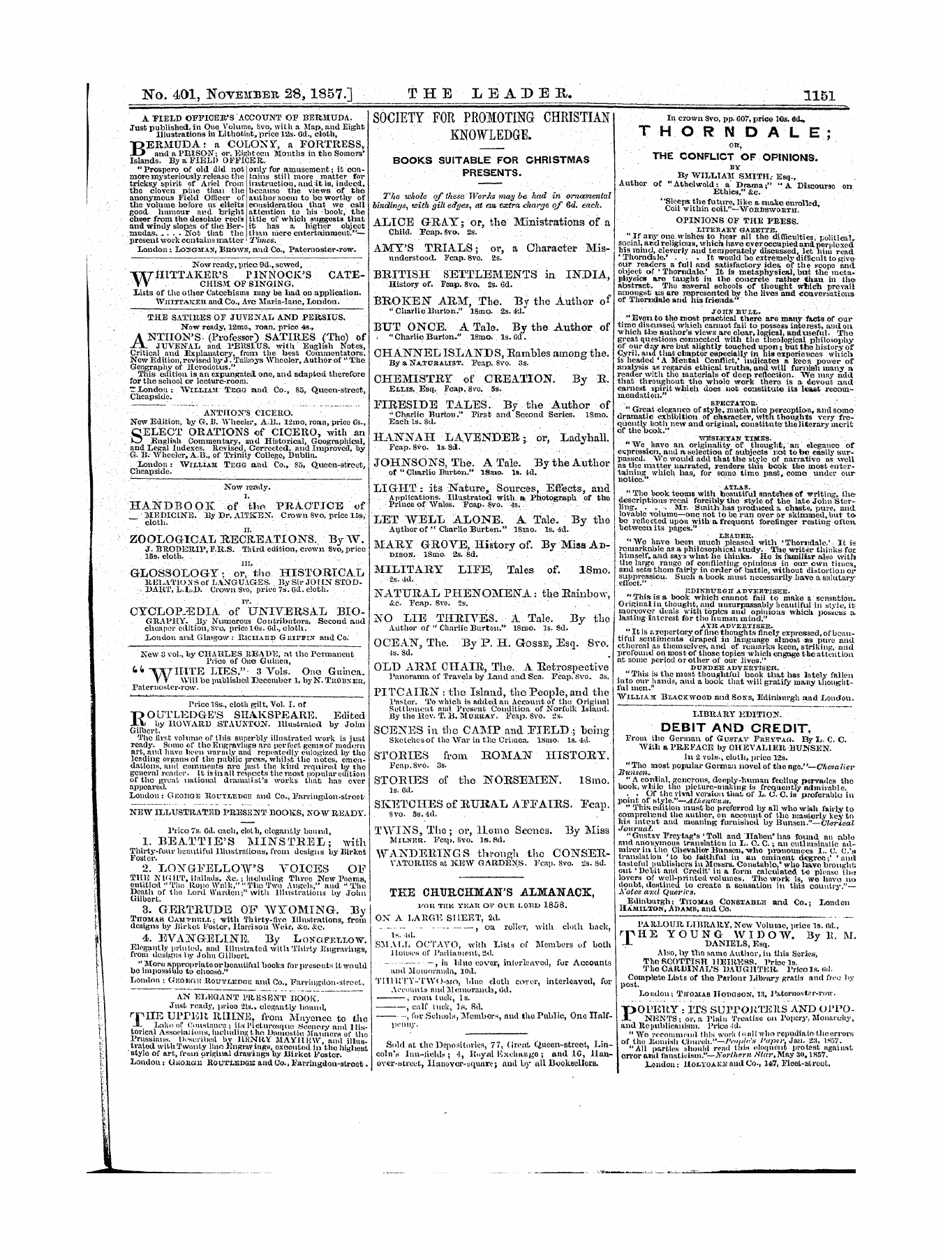 Leader (1850-1860): jS F Y, 1st edition - Untitled Ad