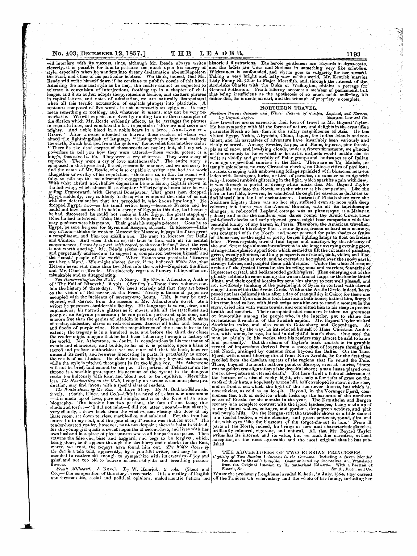 Leader (1850-1860): jS F Y, 1st edition - Untitled Article