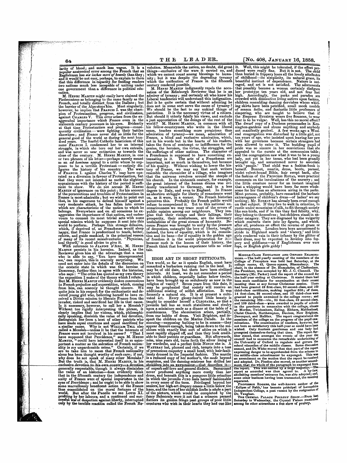 Leader (1850-1860): jS F Y, 1st edition - Untitled Article