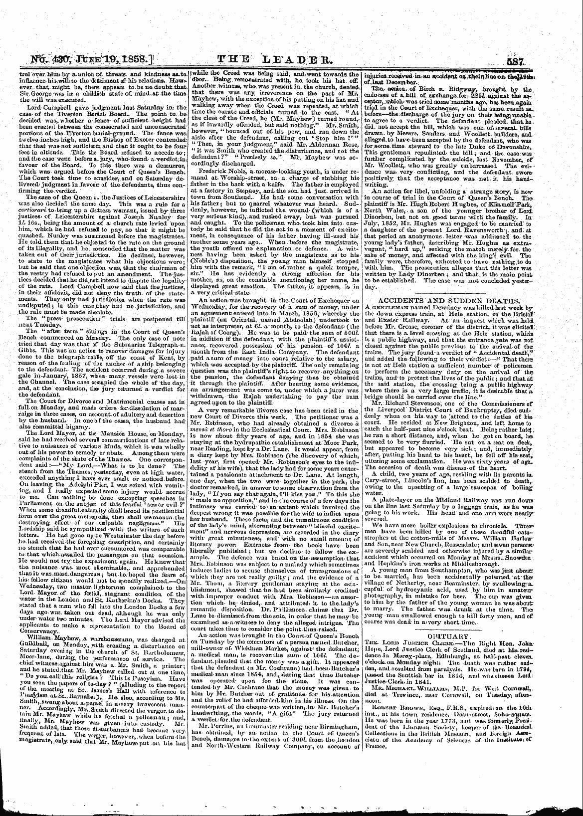 Leader (1850-1860): jS F Y, 1st edition - Untitled Article