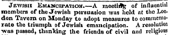 Jewish Emancipation.—A meeting of influe...