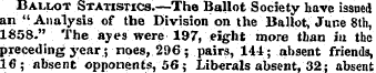 Baulot Statistics.—The Ballot Society ha...