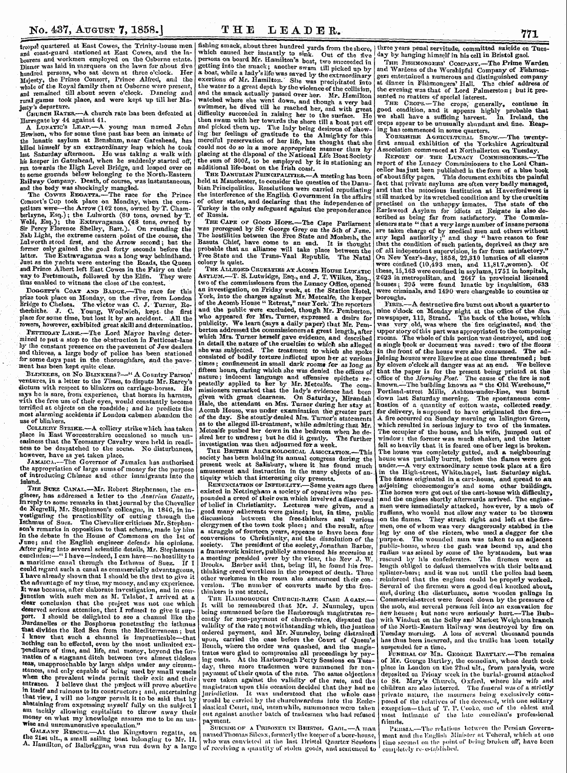 Leader (1850-1860): jS F Y, 1st edition - No. 437, August 7,1858.J The Leader. 77!