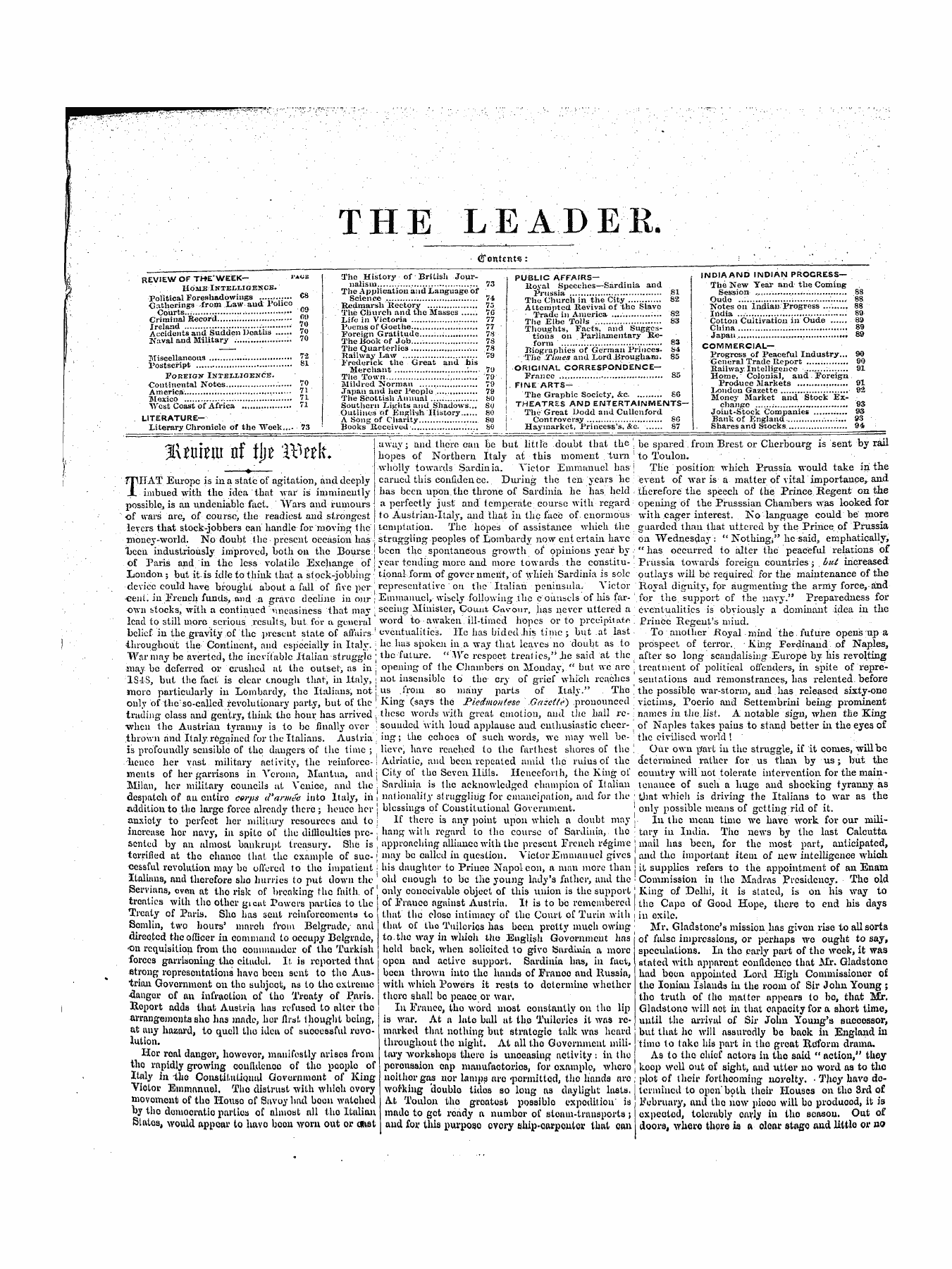 Leader (1850-1860): jS F Y, 1st edition - ¦ • ' ¦ . • Ctontcnts: ' ' ' " ' ¦ " . . ¦ • ¦ . . " .. ., "