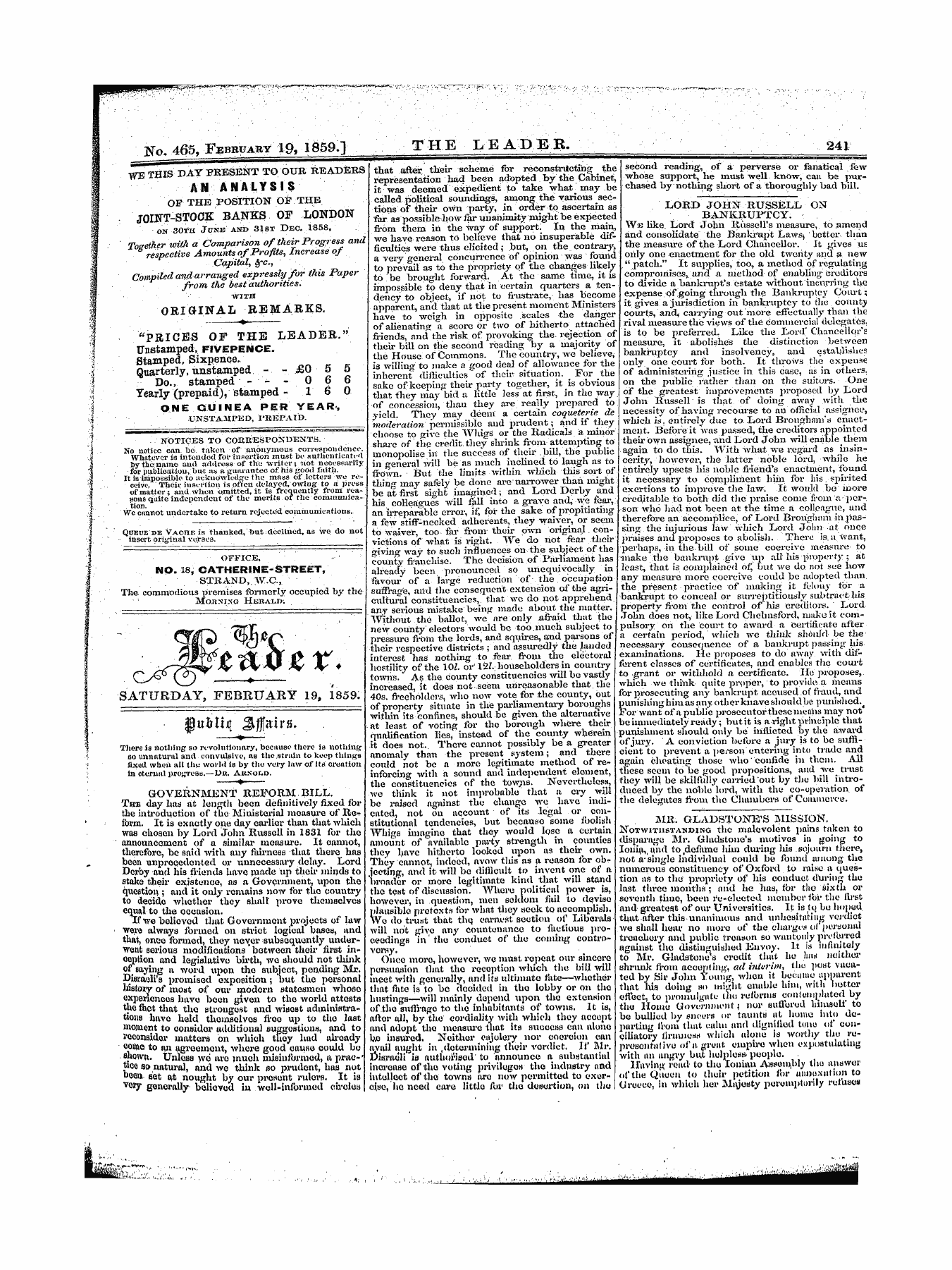 Leader (1850-1860): jS F Y, 1st edition - Untitled Article