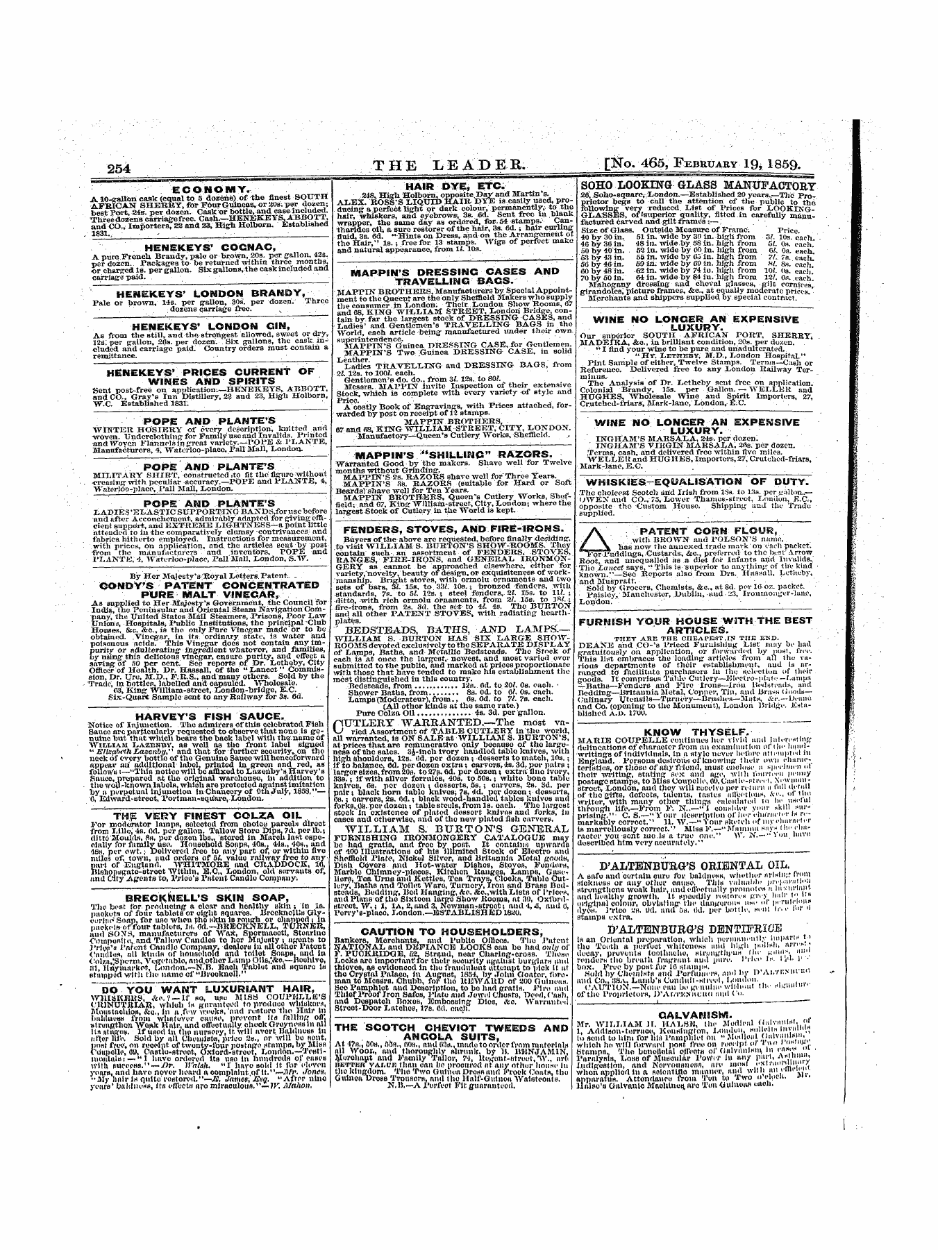 Leader (1850-1860): jS F Y, 1st edition - Untitled Ad