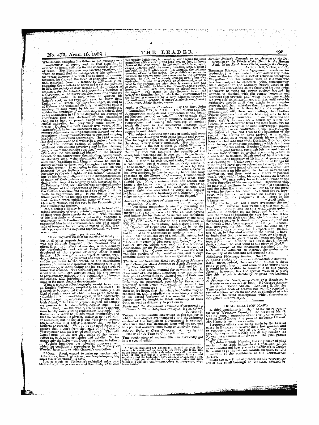 Leader (1850-1860): jS F Y, 1st edition - Untitled Article