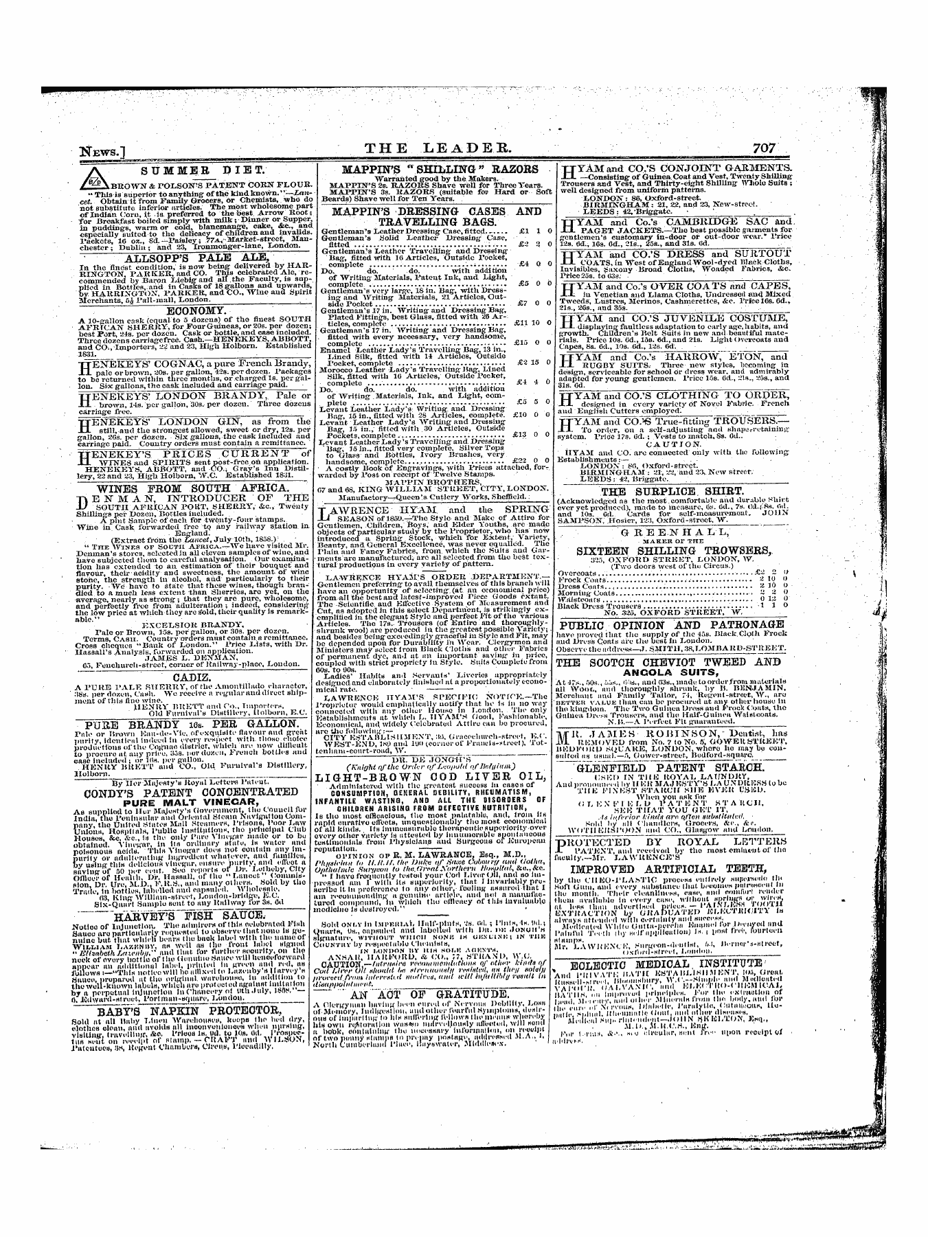 Leader (1850-1860): jS F Y, 1st edition - Untitled Ad