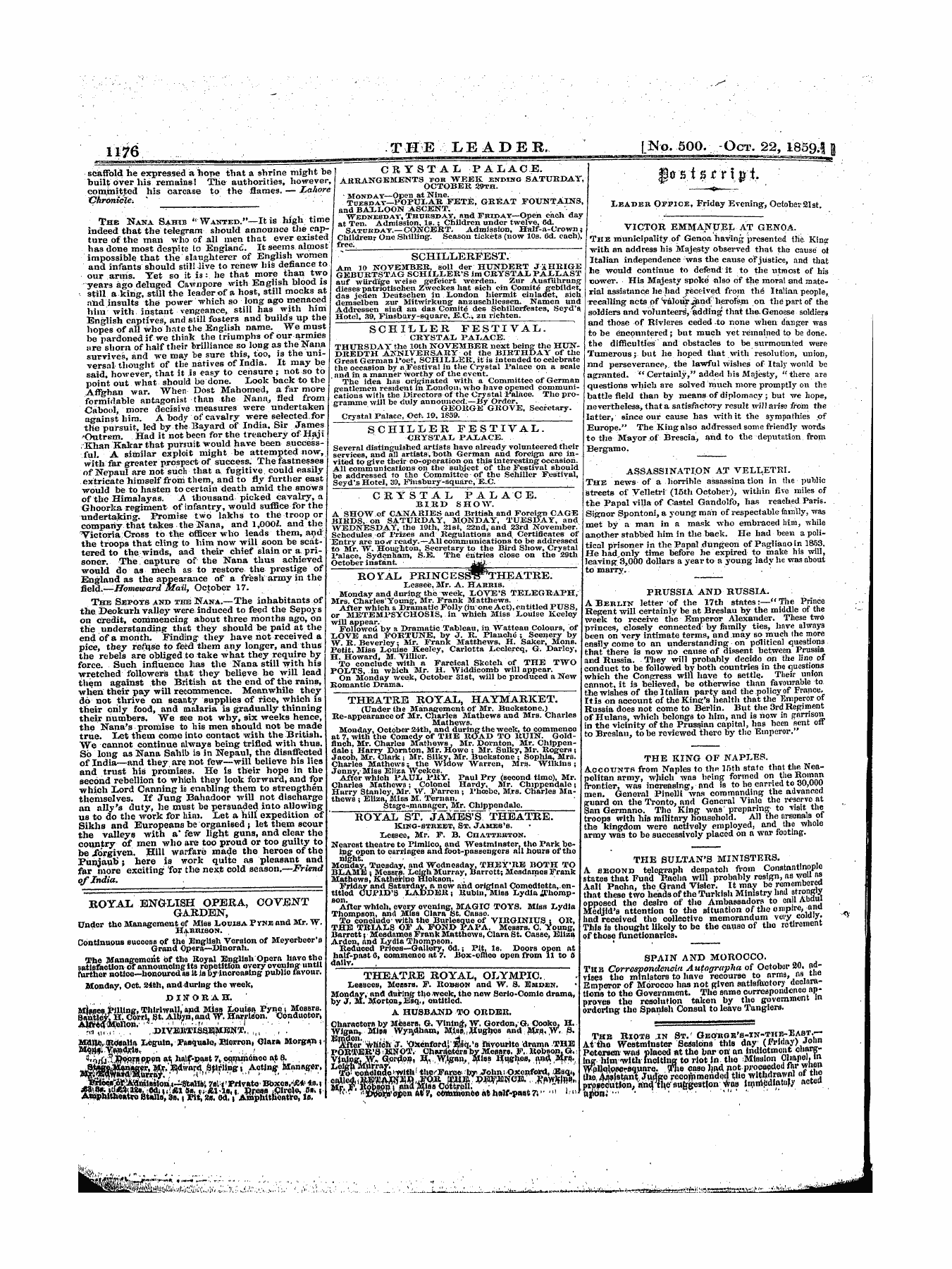 Leader (1850-1860): jS F Y, 1st edition - Untitled Ad