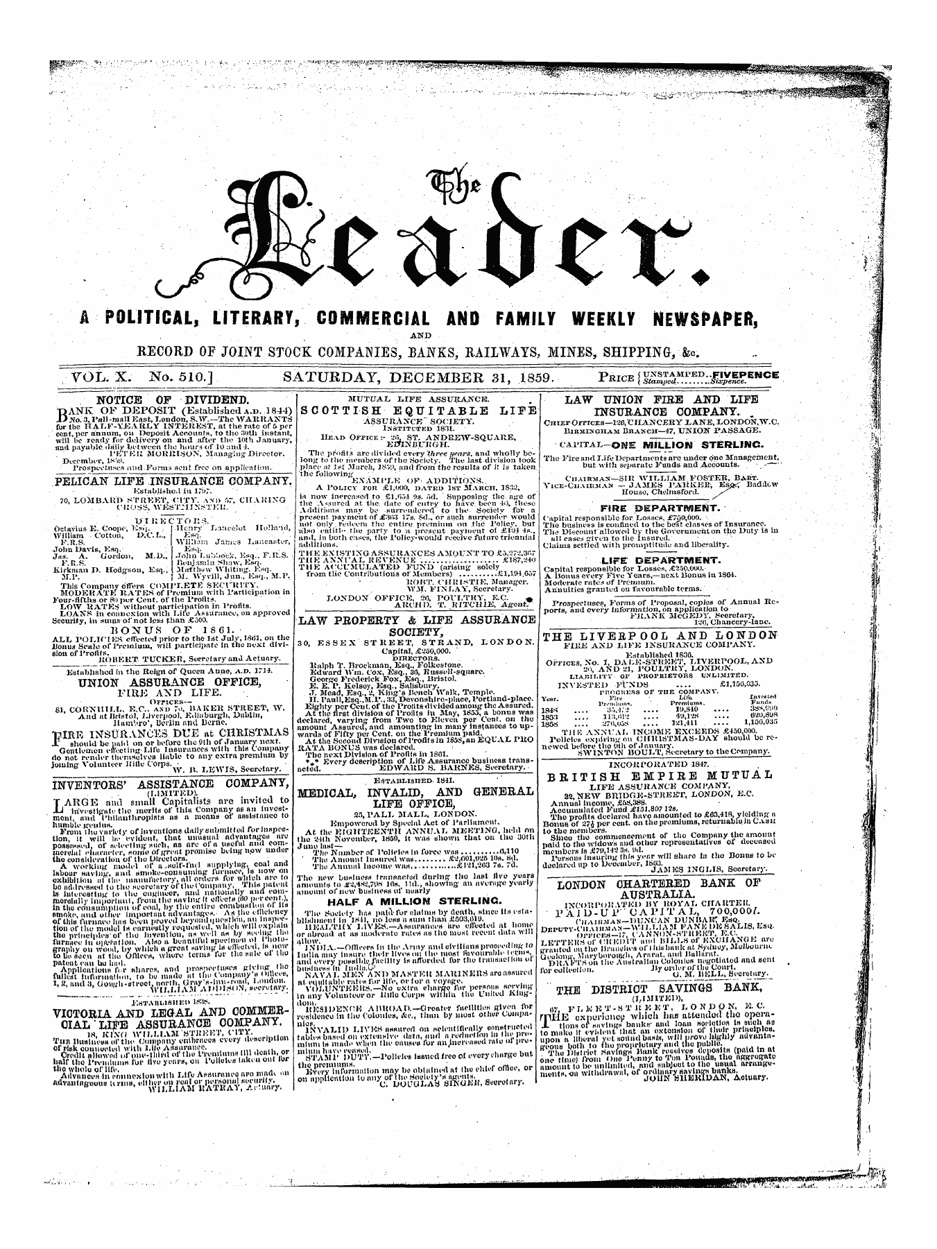 Leader (1850-1860): jS F Y, 1st edition: 1