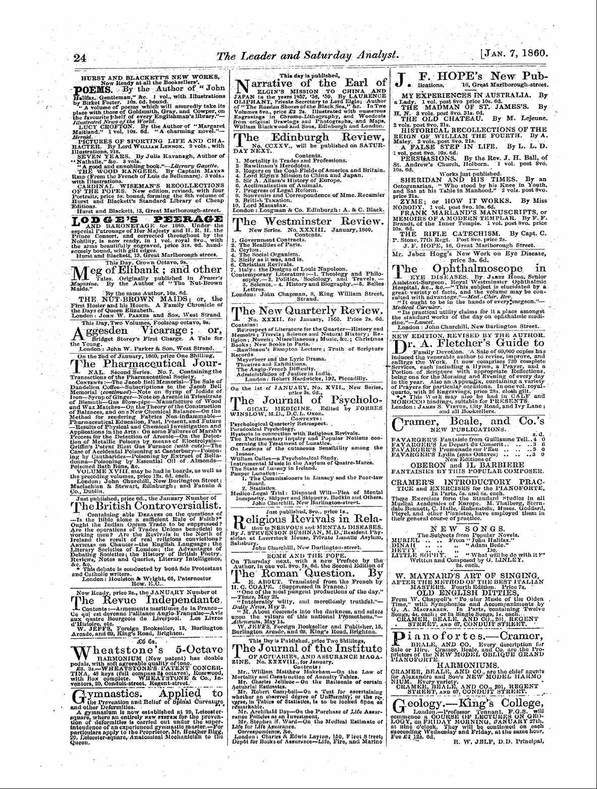 Leader (1850-1860): jS F Y, 1st edition - Untitled Ad