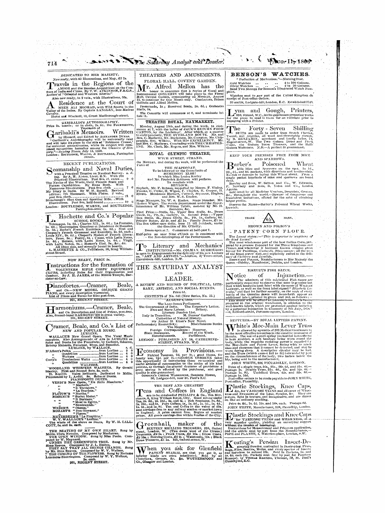 Leader (1850-1860): jS F Y, 1st edition - Untitled Ad