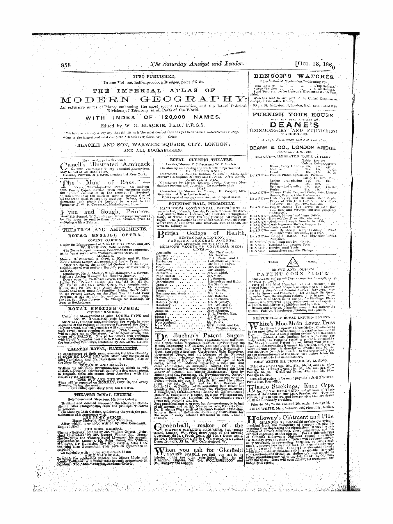 Leader (1850-1860): jS F Y, 1st edition - Untitled Ad