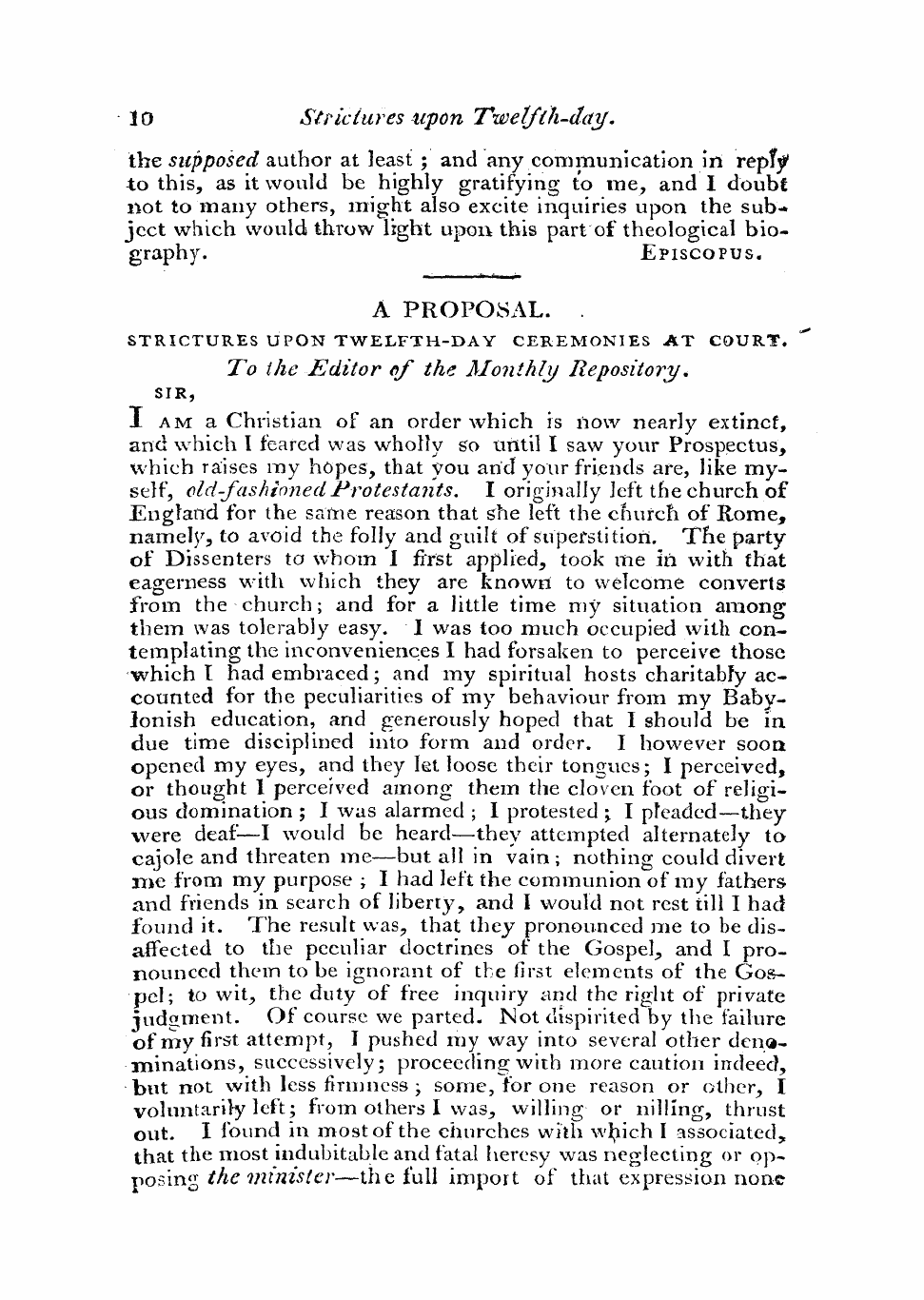 Monthly Repository (1806-1838) and Unitarian Chronicle (1832-1833): F Y, 1st edition - Untitled Article