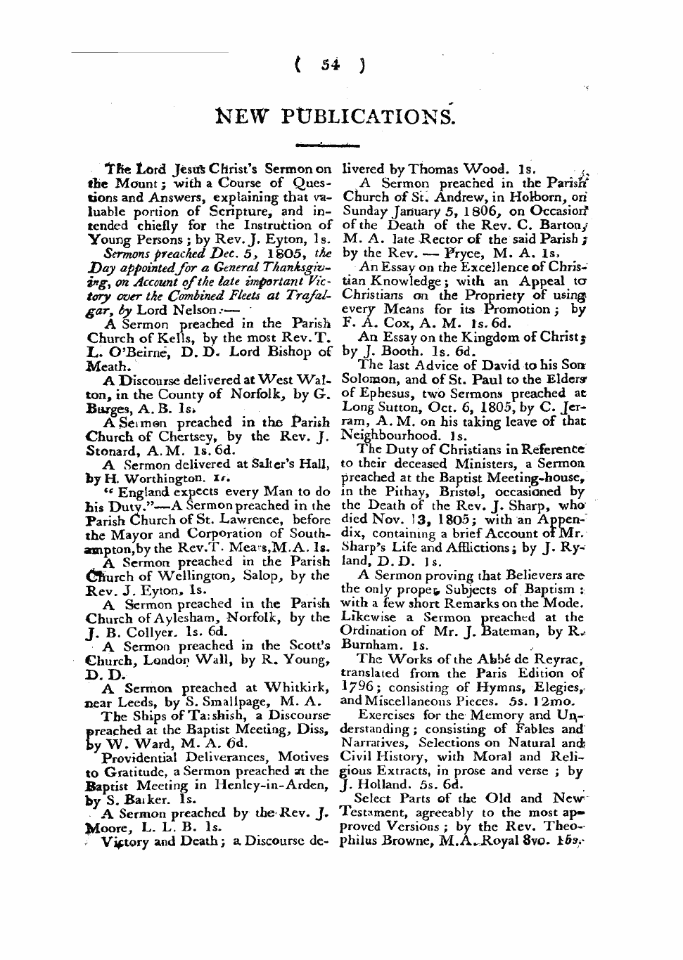 Monthly Repository (1806-1838) and Unitarian Chronicle (1832-1833): F Y, 1st edition - New Publications.