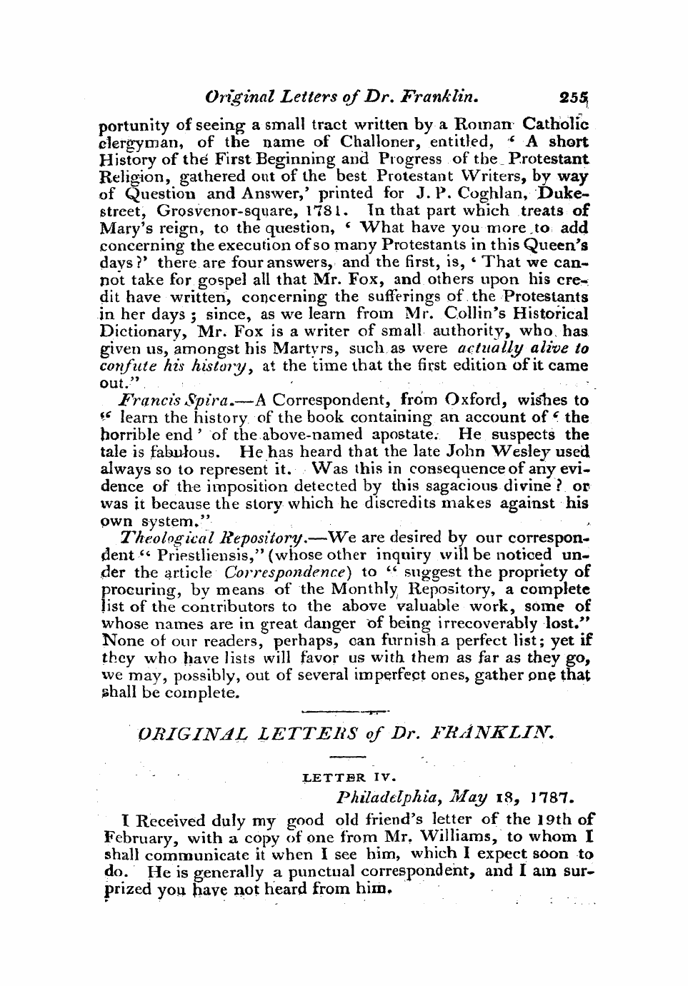 Monthly Repository (1806-1838) and Unitarian Chronicle (1832-1833): F Y, 1st edition - Untitled Article