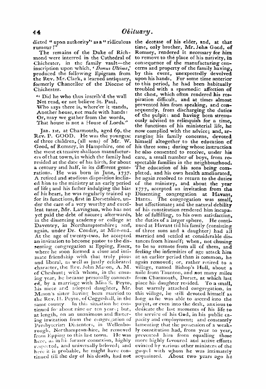 Monthly Repository (1806-1838) and Unitarian Chronicle (1832-1833): F Y, 1st edition - Untitled Article